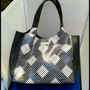Anne Klein brand Purse shoulder strap black & white poko dote